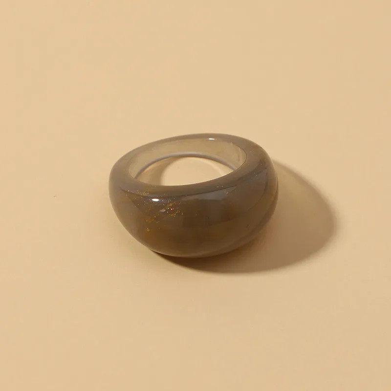 Transparent Acrylic Geometric Ring Round Resin Band Lightweight Jewelry