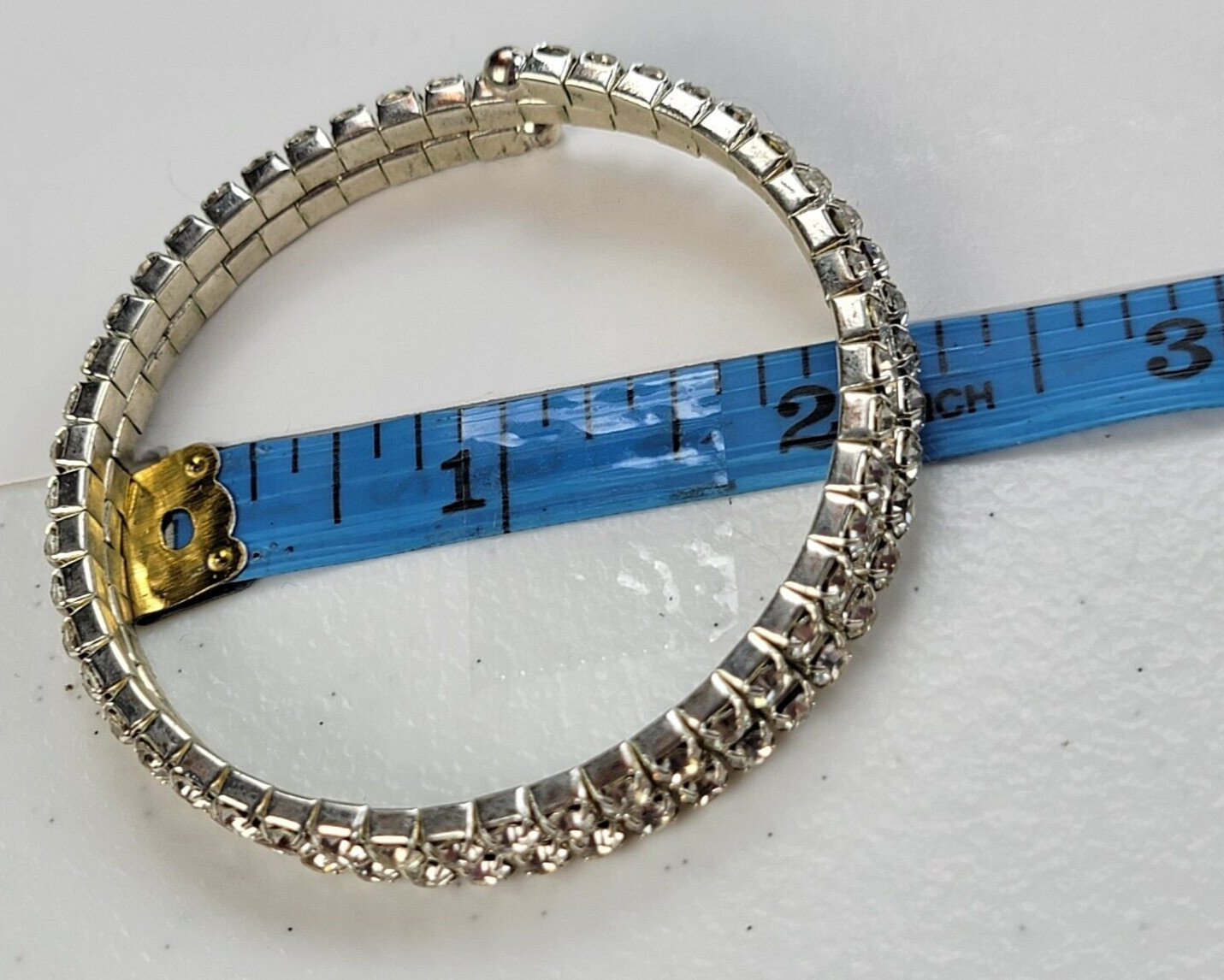 Silver Tone Clear Rhinestones Wrap Tennis Bracelet Adjustable