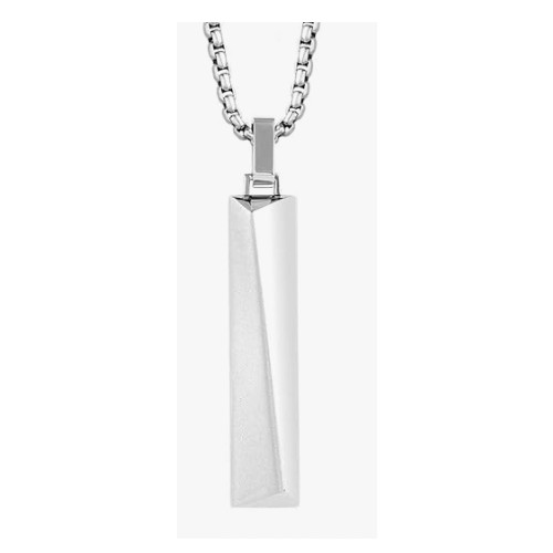 Buve Stainles Steel Minimalist Rectangle Pendant W/ 26″ Rolo Chain