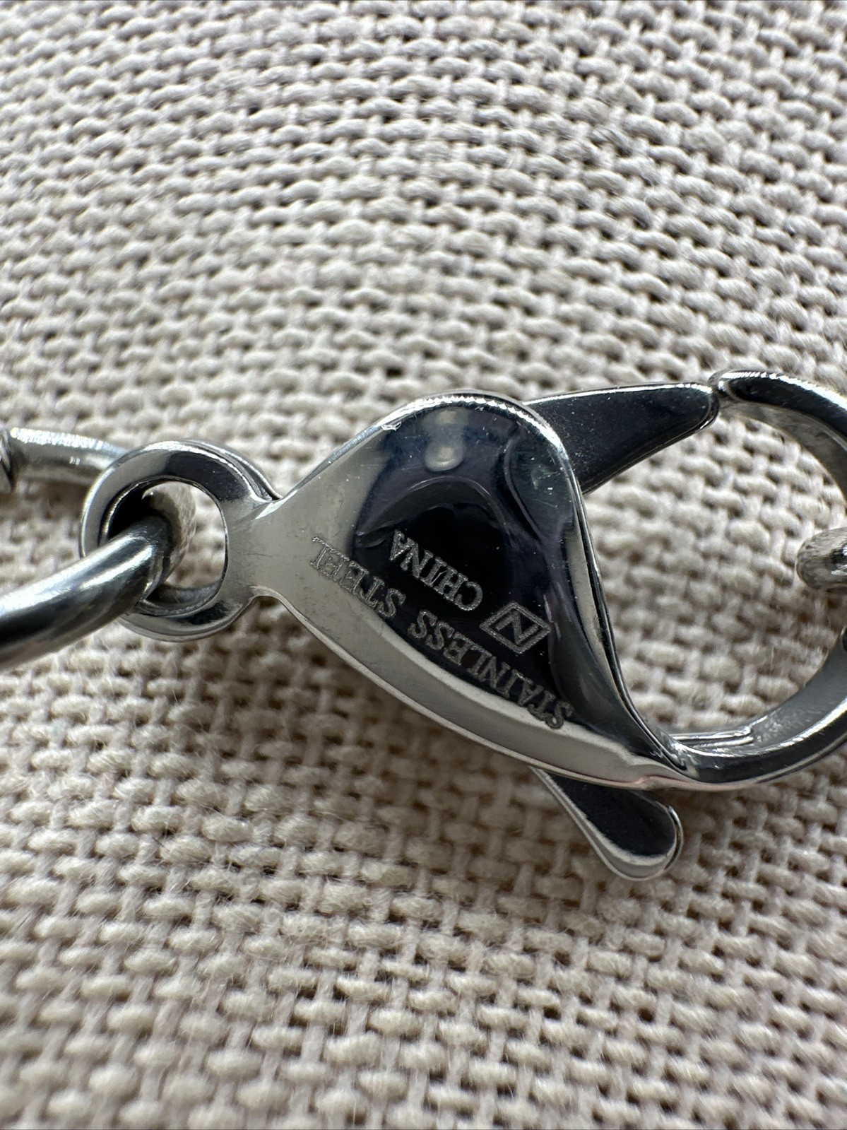 Chunky Signed Fashion Double Ring Link Stainless Steel Necklace Adjustable.