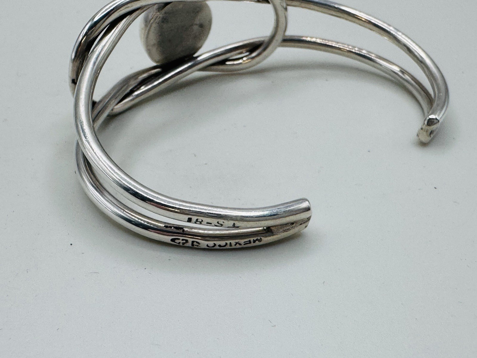 Vintage Taxco Mexico 925 Sterling Silver Modernist Bangle Bracelet Cuff Signed