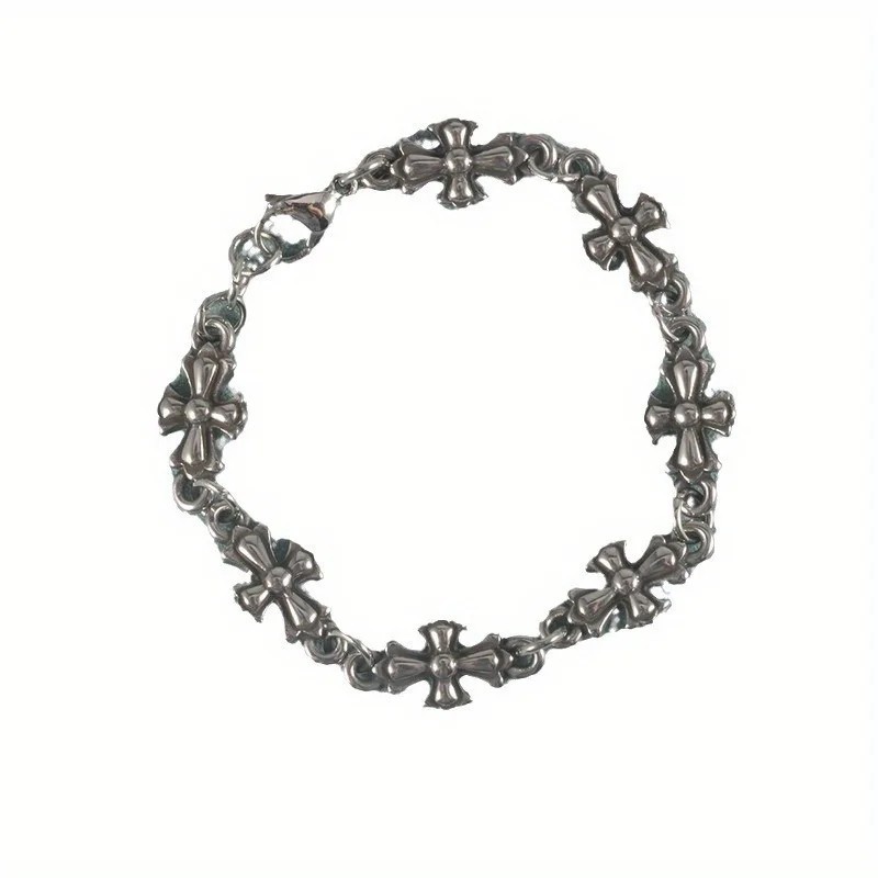 Gothic Cross Floral Bracelet Unisex Zinc Alloy Chain Link Fashion Jewellery