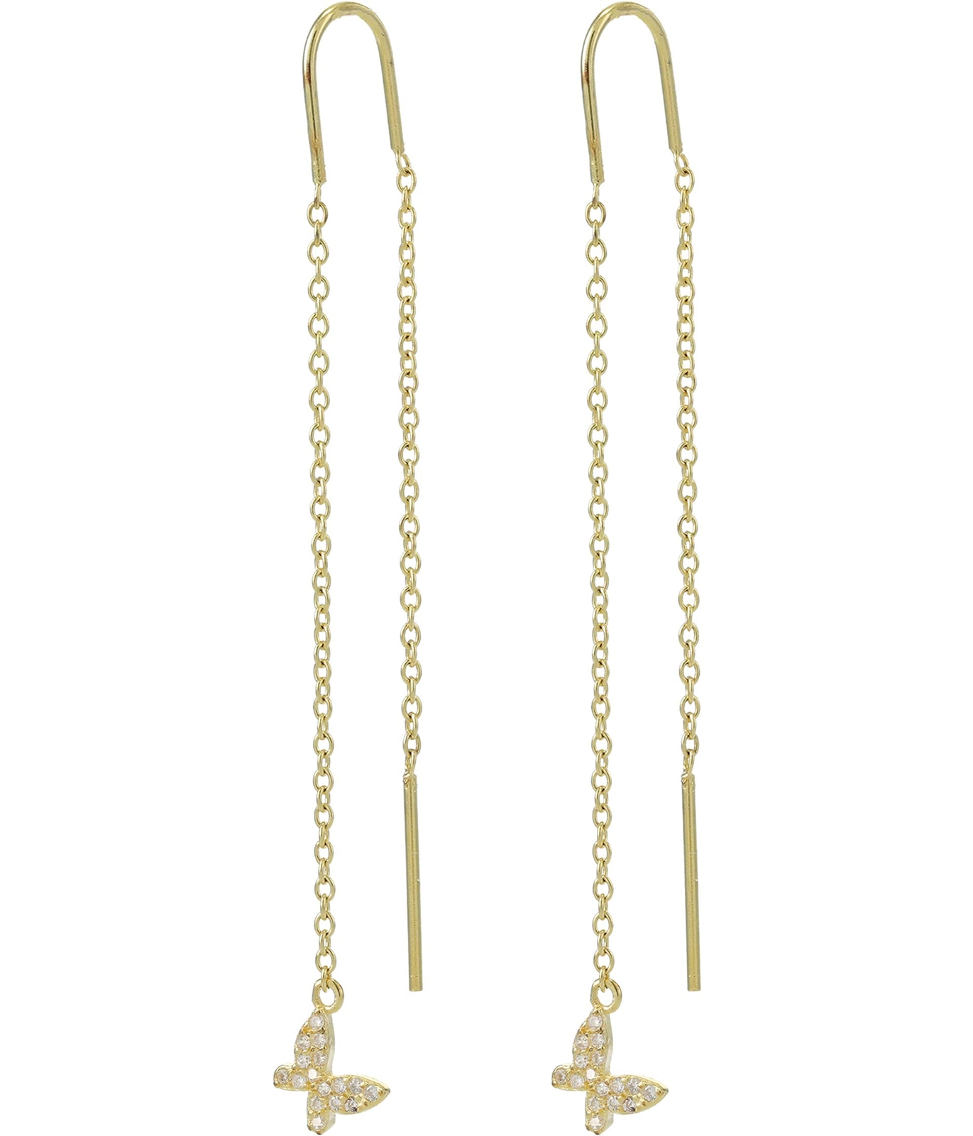 Argento Vivo 296979 CZ Butterfly Threader Earrings Gold One Size