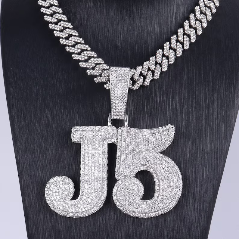14K White Gold Plated Personalized Hip Hop Pendant 4 Ct Round Simulated Diamond