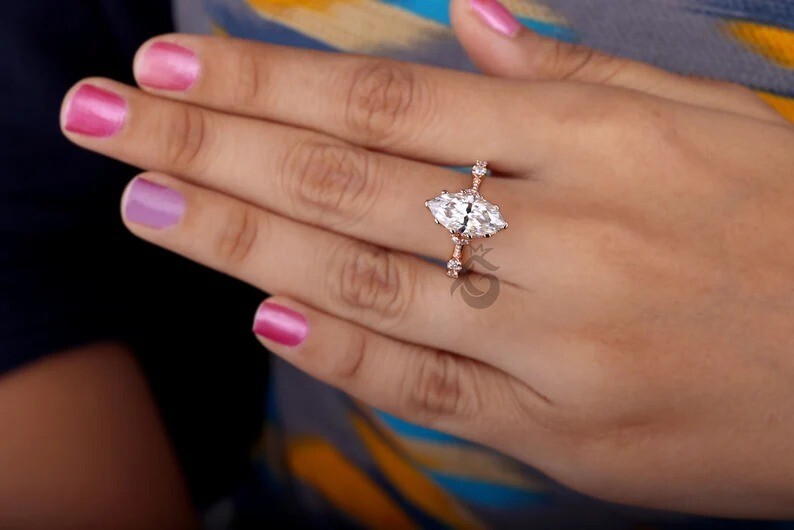 Wedding Womens Ring Sterling Silver Moissanite Gemstone Ring Handmade Ring