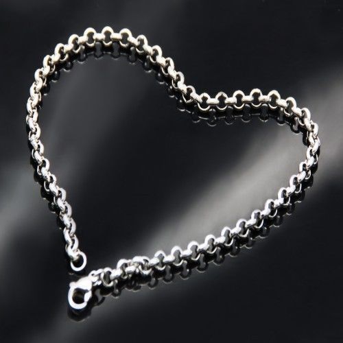 7-11″ 3.5/4.7/6/8mm 316L Stainless Steel Silver Women Men’s Rolo Chain Bracelet