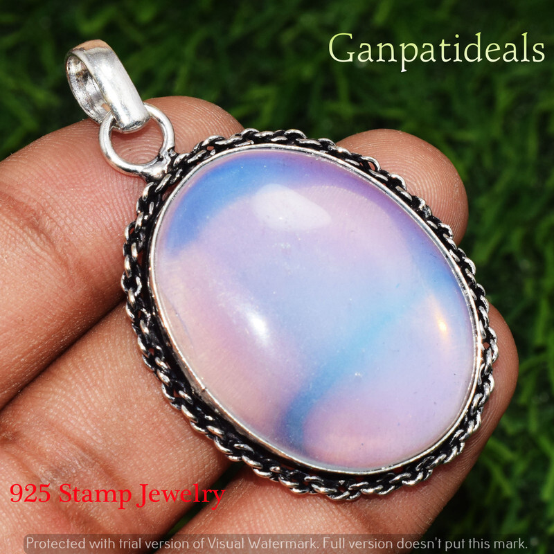 Opalite Gemstone Pendant 925 Silver Plated Hnadmade Pendant PL-5290