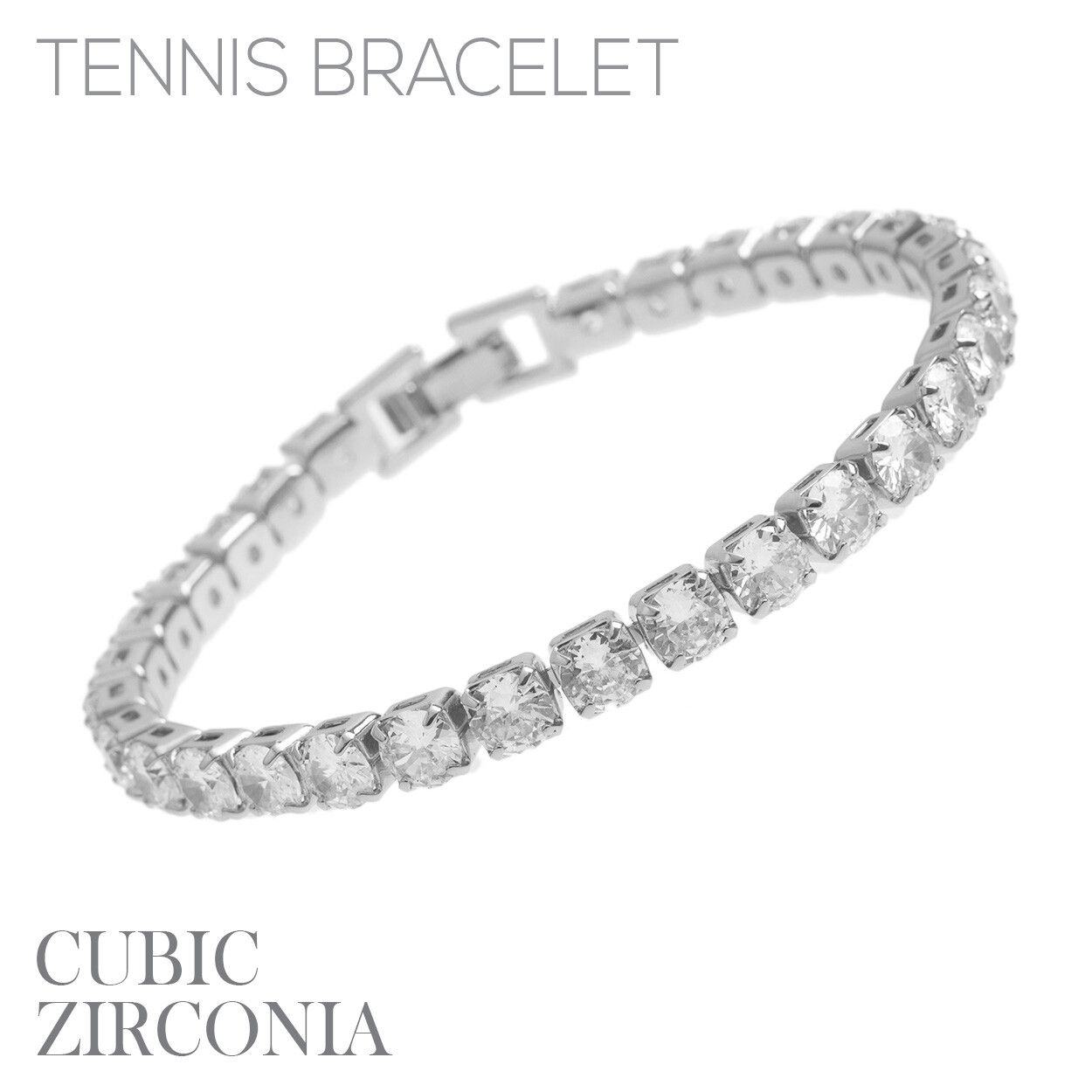 Cubic Zirconia 5mm Tennis Bracelet – Rhodium Plated (7.0in)