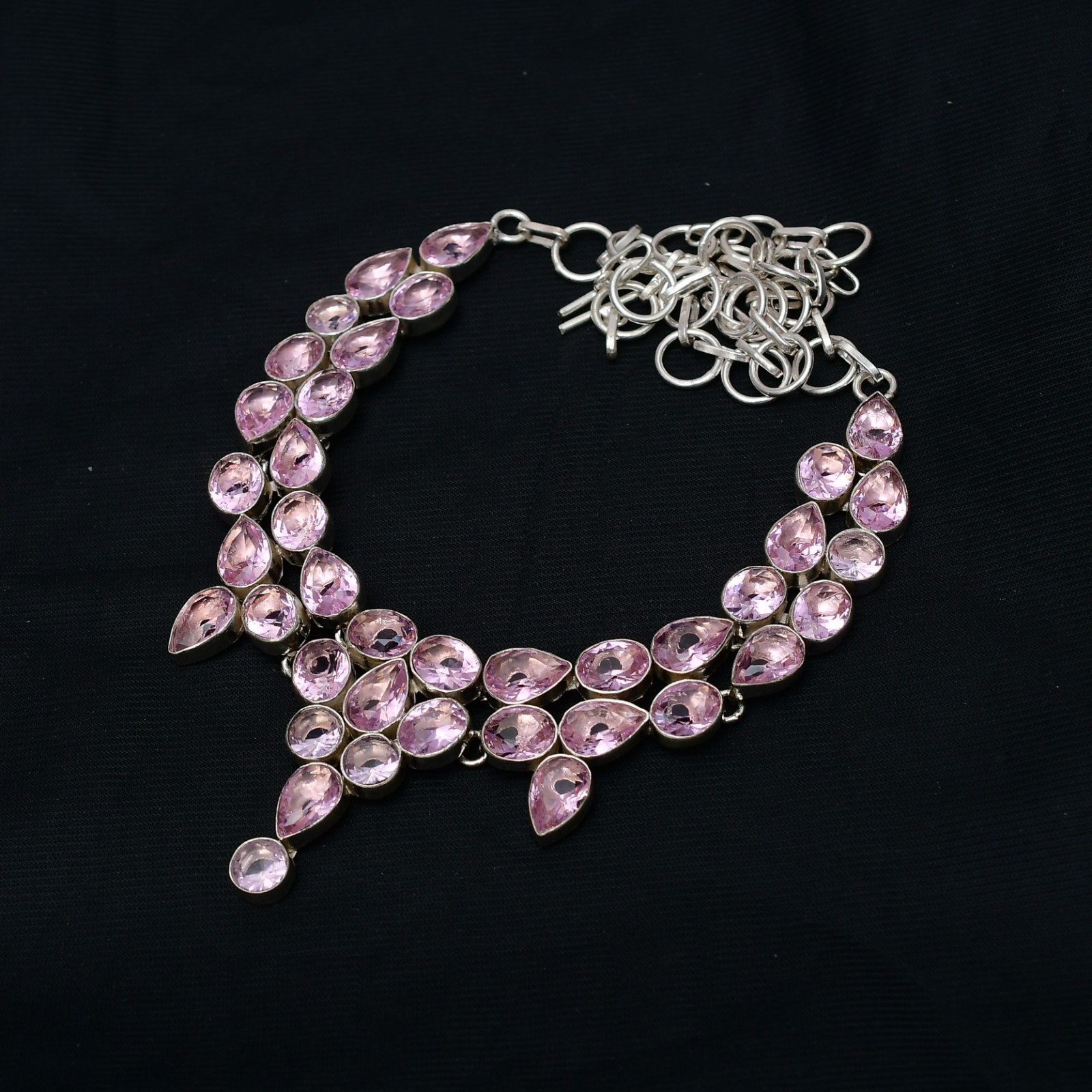 Pink Kunzite Gemstone 925 Sterling Silver Handmade Jewelry Necklace -16-18″