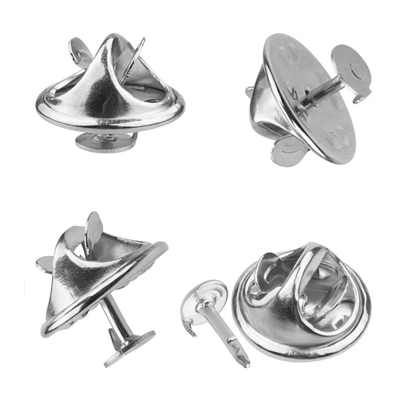 100pc Metal Locking Pin Back Brooch Badge Holder Lapel Base For DIY Jewelry