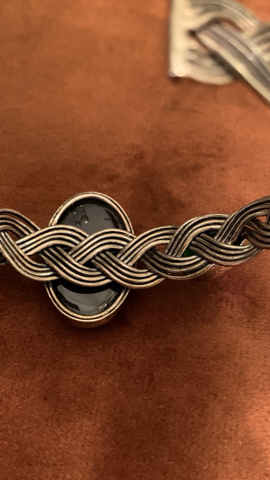Onyx Gemstone Cuff Woven Braided Bracelet