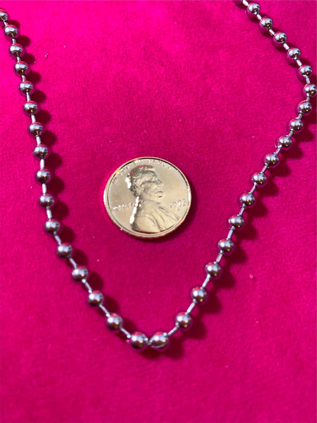 84 INCH 4MM STAINLESS STEEL SILVER BALL CHAIN WITH A MILITARY CLASP