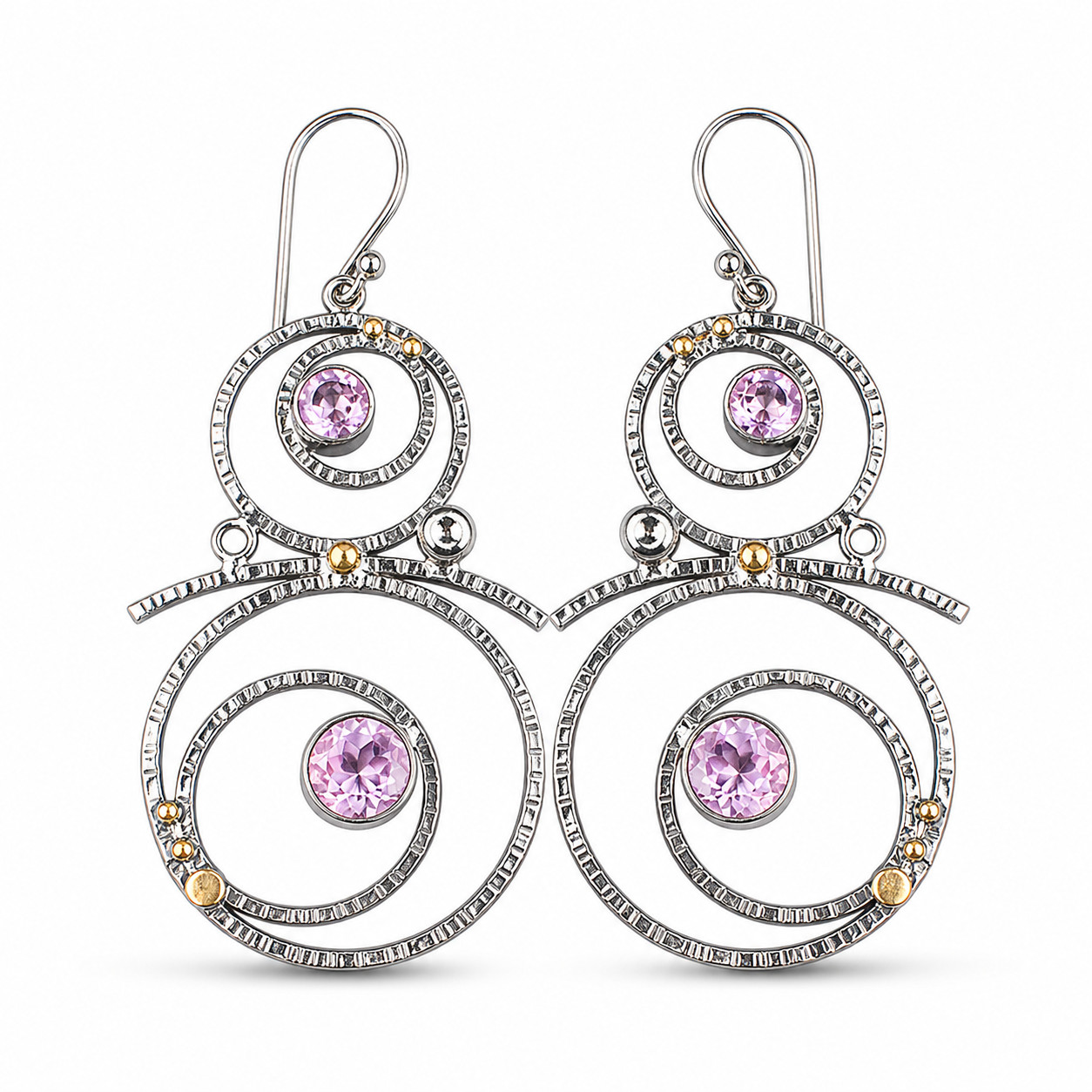 Morganite Drop/Dangle Earrings Handcrafted Black Ruthenium Ethnic Gift 2.86″