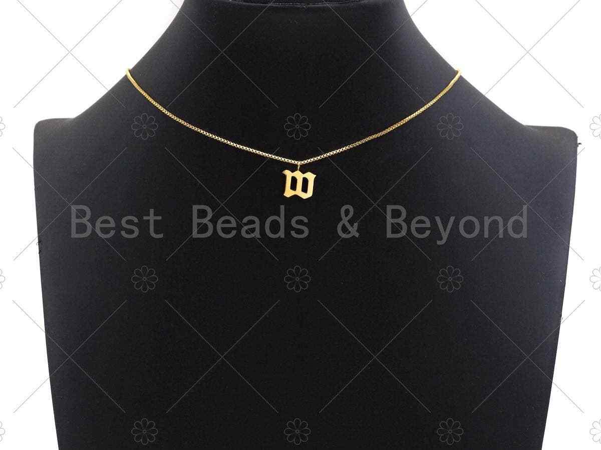 Gold Initial Charm, Gold Alphabet Pendant Bead, Old English Font Style Alphabet
