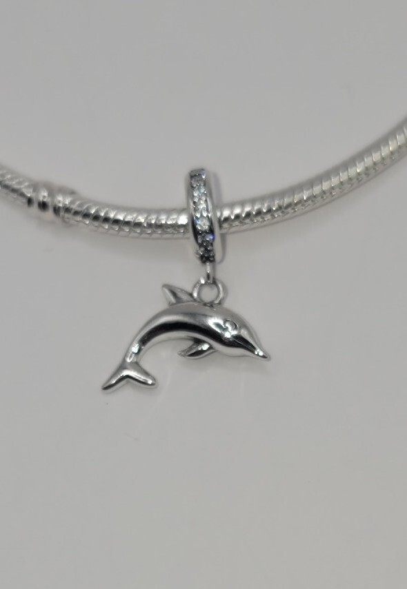🔅 L’Amour 925 Sterling Silver Reversible Sparkling Dolphin Charm