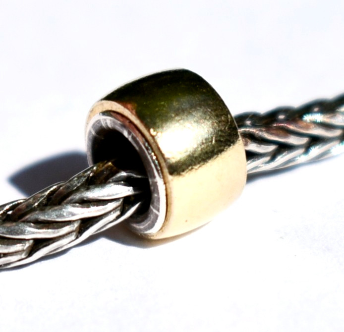 Brass charm bead, 8.8mm, full Sterling silver core, for European Charm Bracelets