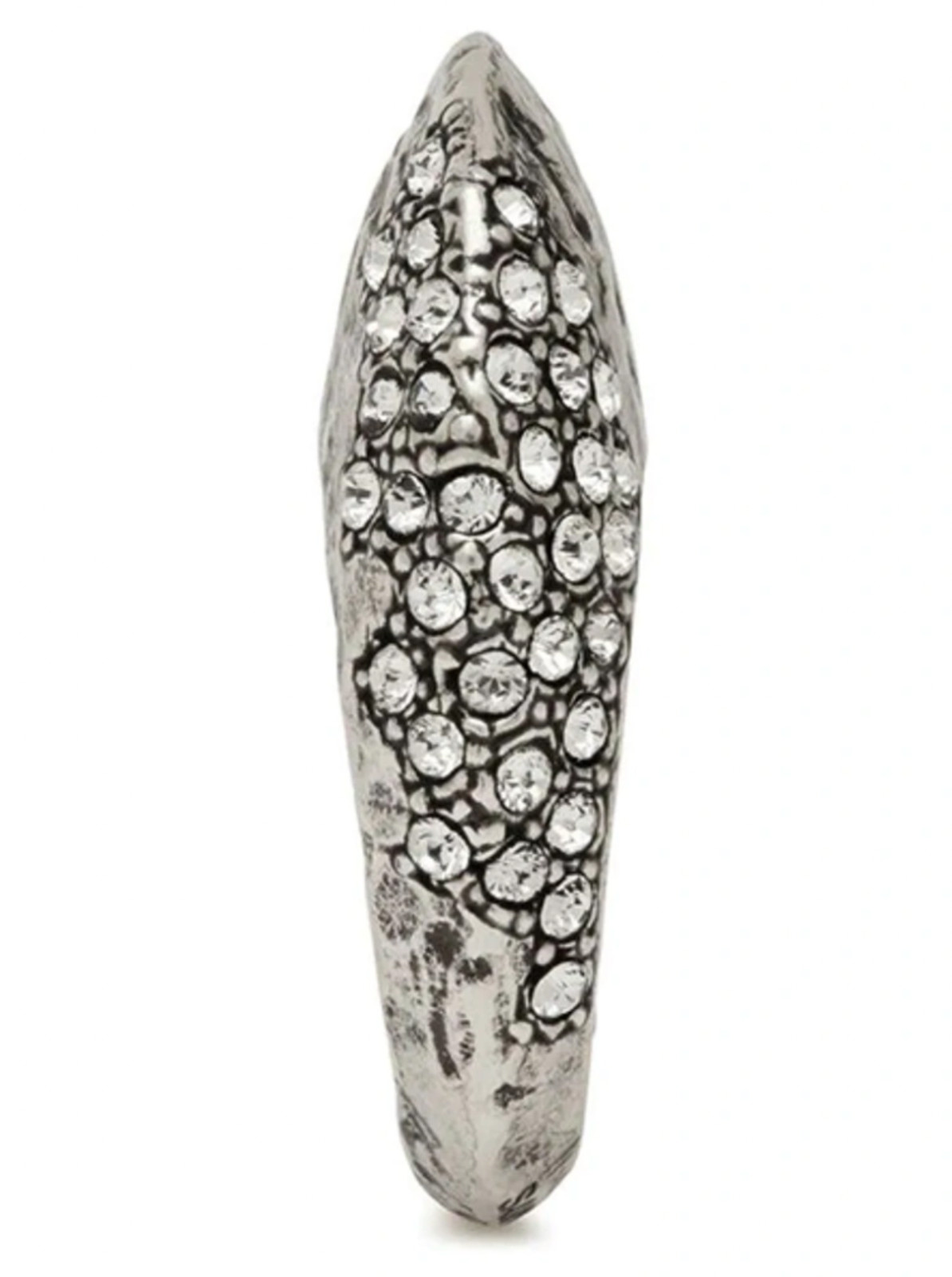 NWT Saint Laurent YSL Crystal Molten Bumpy Silver Brass 3D Dome Band Ring 6 $895