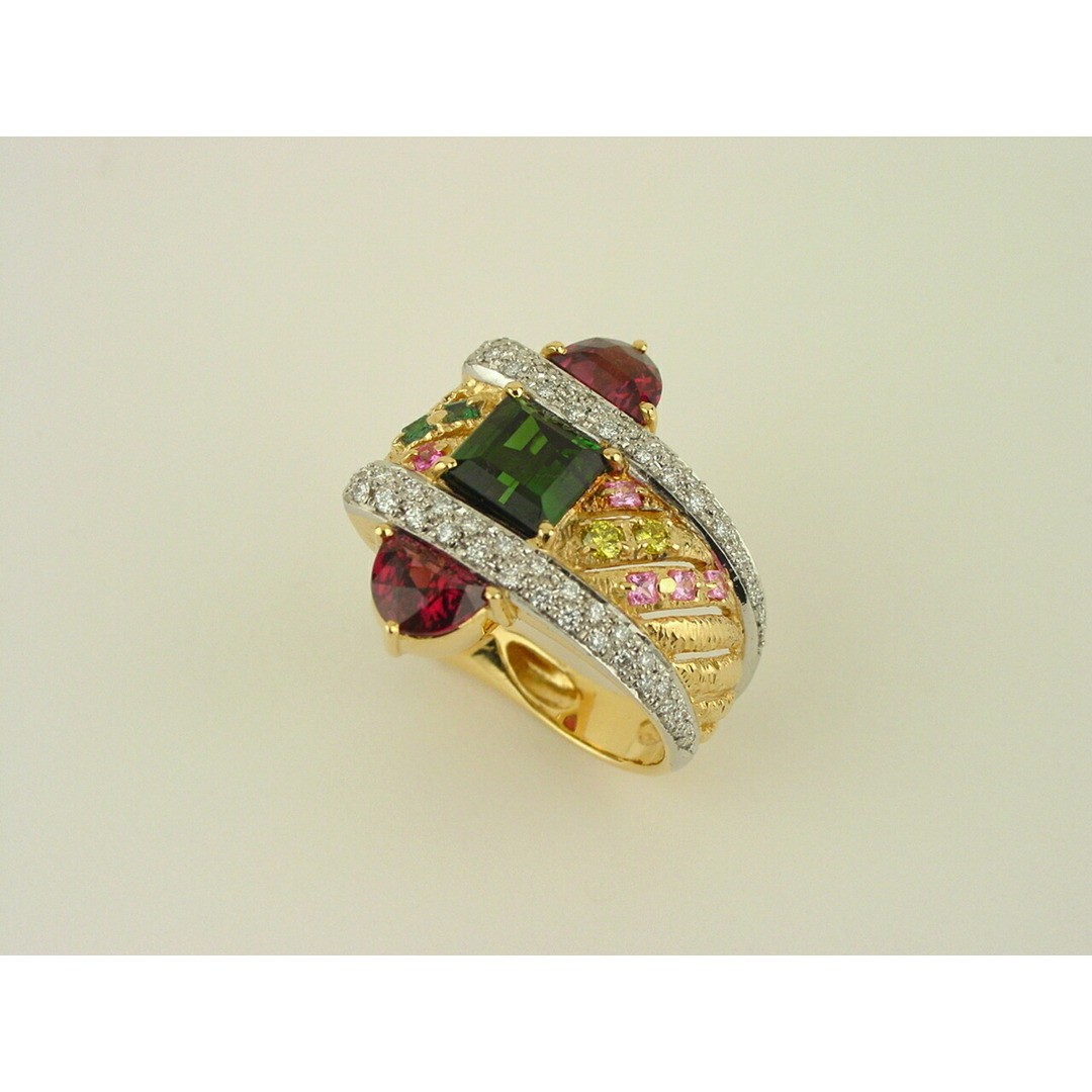 Pt.900 K18 ring Kaji Mitsuo #13 with certificate of authenticity Used TOMI-0