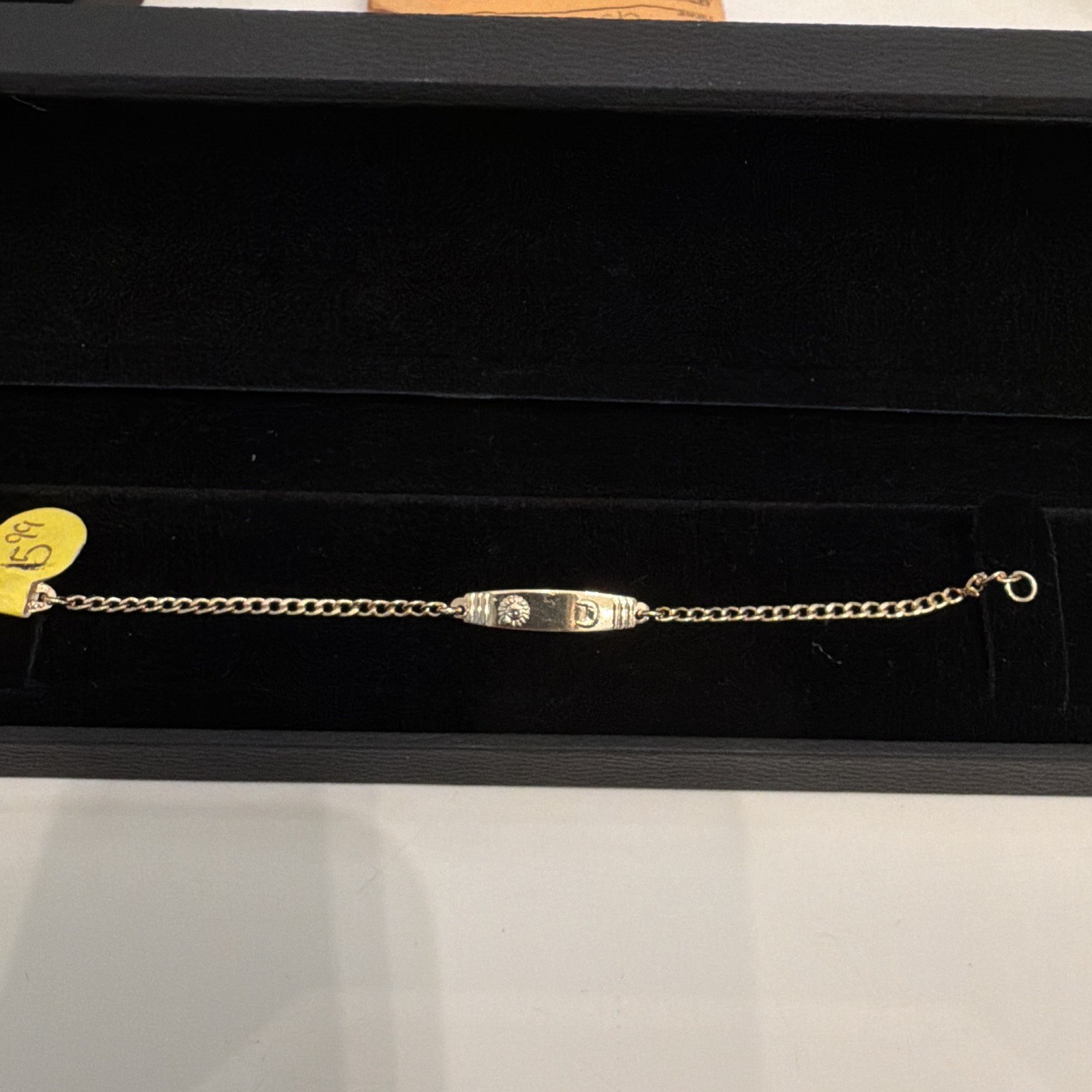 Gold Tone Engraved Sun & Moon Baby Chain Bracelet 6 in, Metal