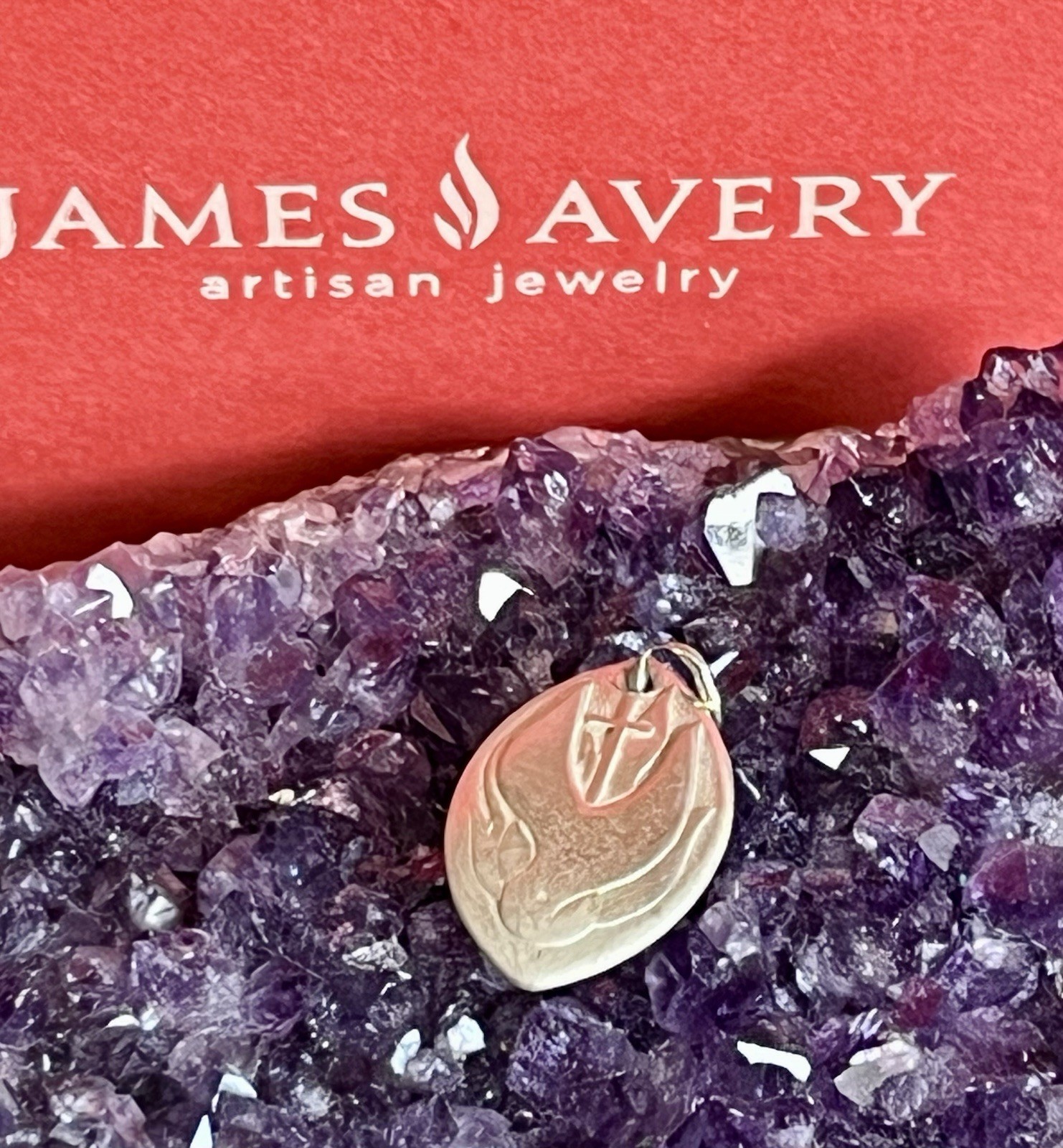 Retired James Avery Dove Flame Cross Charm Or Pendant Circa 80’s Sterling
