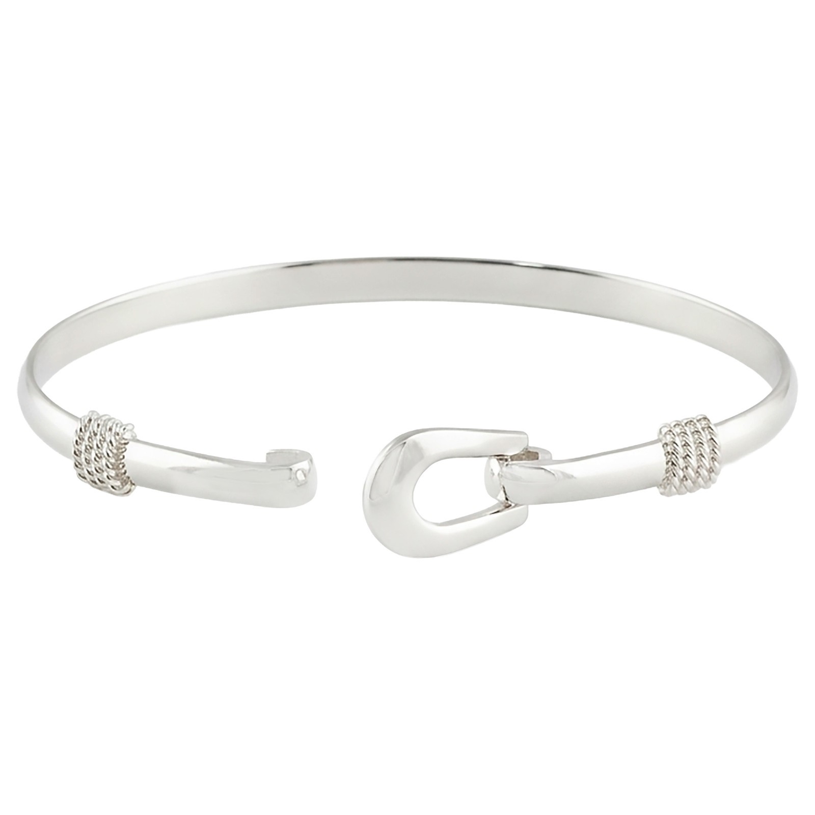Belt Buckle Bangle Cuff Bracelet Hook Eye closure Real Sterling Silver 925-Gift