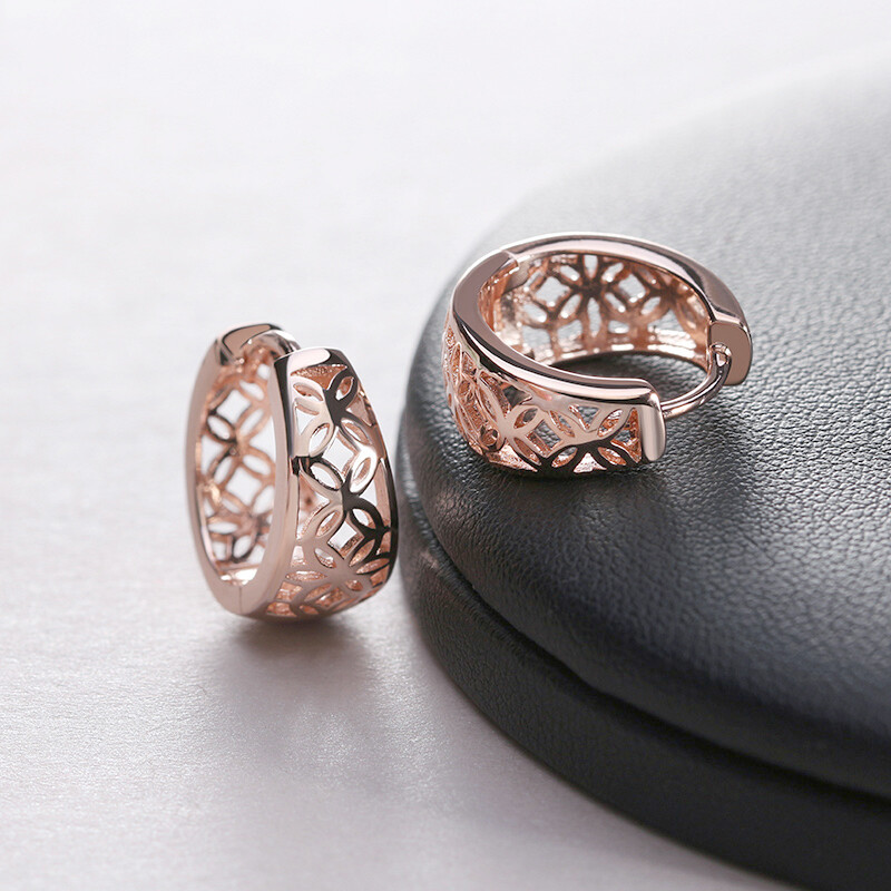 Filigree Wide Hoop Earrings for Women Gold Plated Ginger Lyne Collection