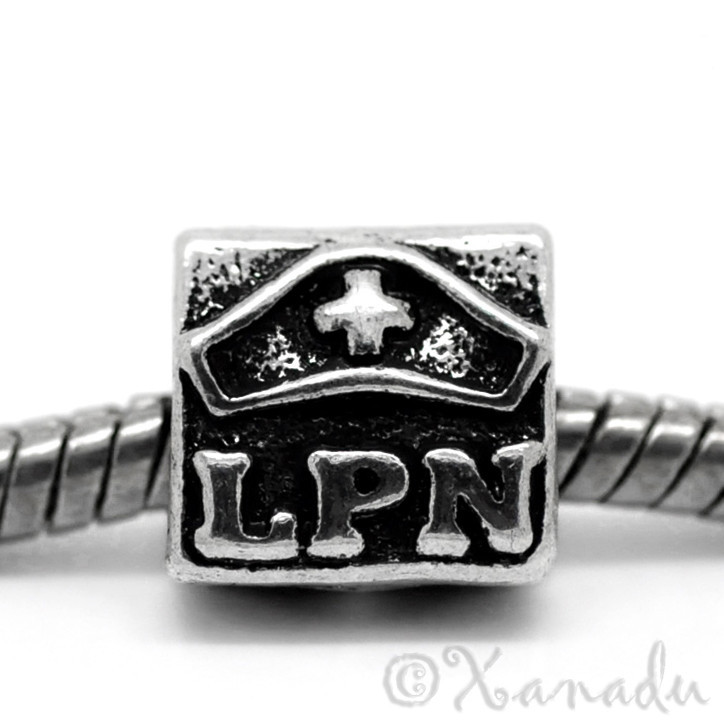 LPN Licensed Practical Nurse European Bead With Nursing Cap For Charm Bracelets