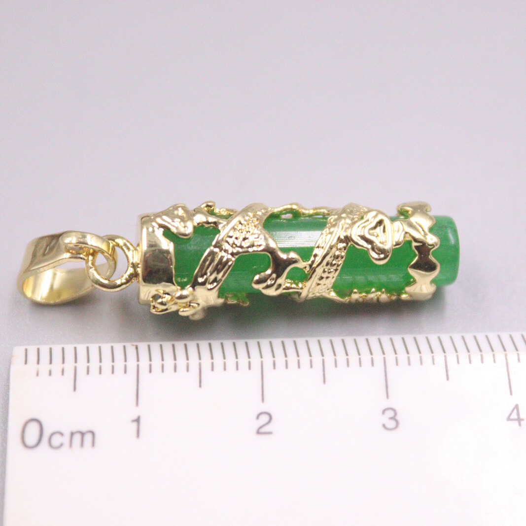 1pcs 18K Gold Over Alloy Metal Pendant with Heating Purple Jade Dragon Pillar