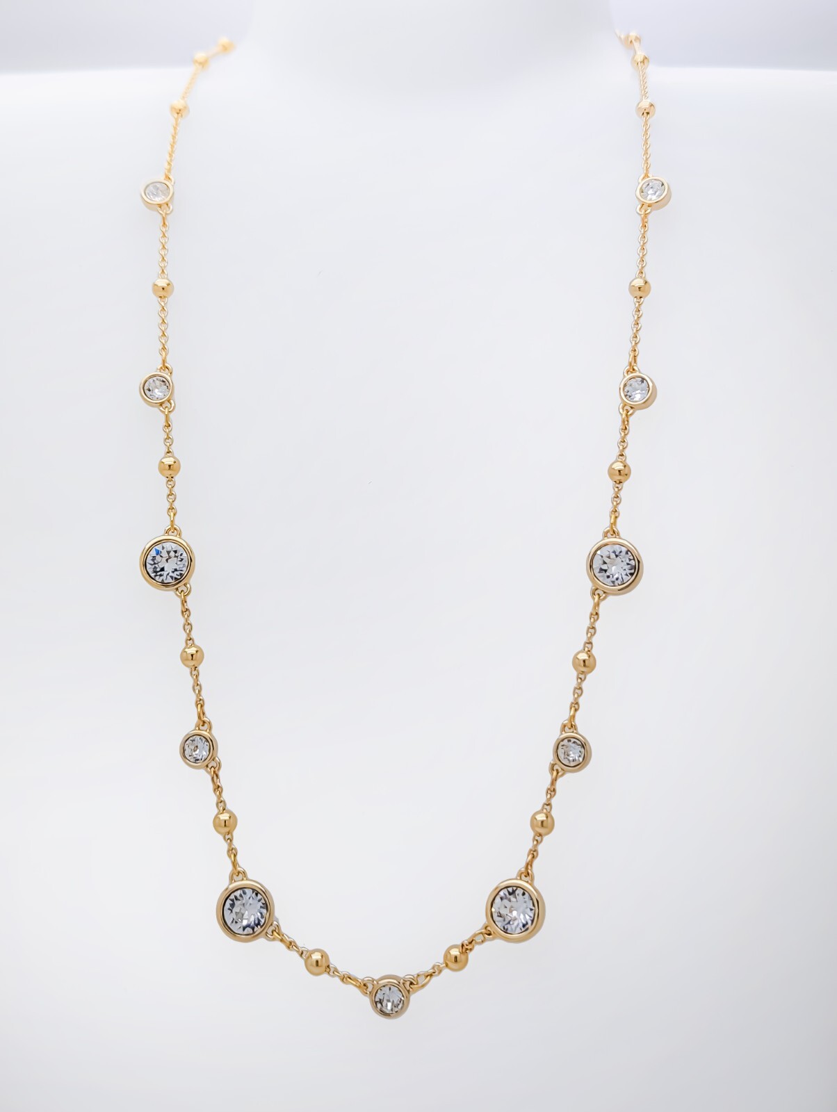 NEW 100% SWAROVSKI Gold White Crystals Bead Scattered Imber Necklace 5680090