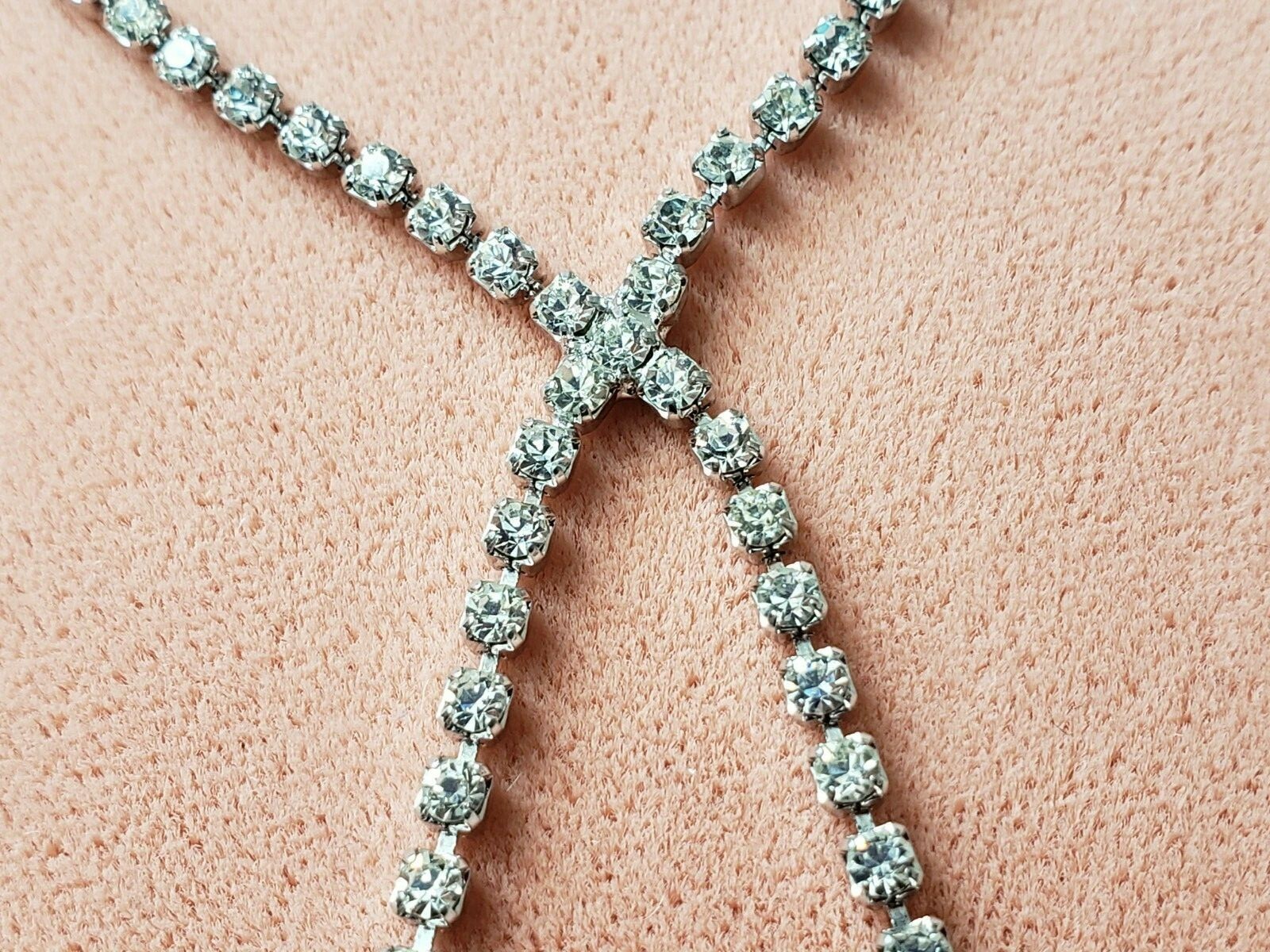 GENUINE * RHINESTONE * NECKLACE 16″+3.25″ LONG, Made in KOREA #4