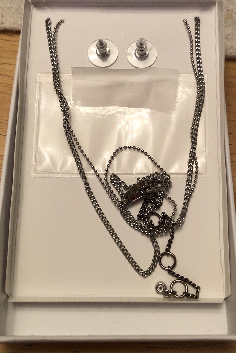 Karl Lagerfeld Lightning Bolt & Karl Layered Necklace & Star Stud Earrings NIB
