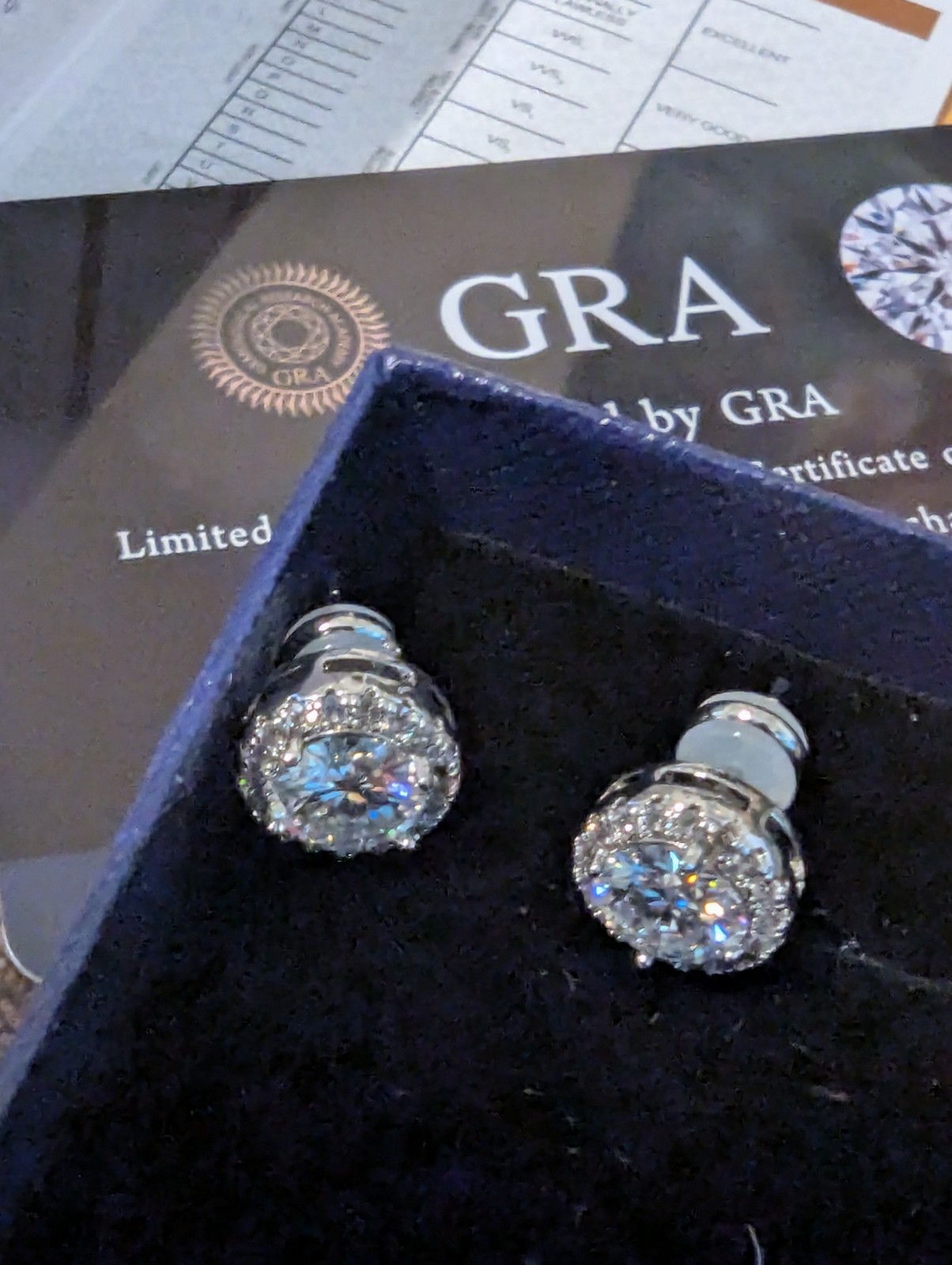 GRA Round Halo Crystal Stud Earrings Silver Tone White/Colorless Butterfly