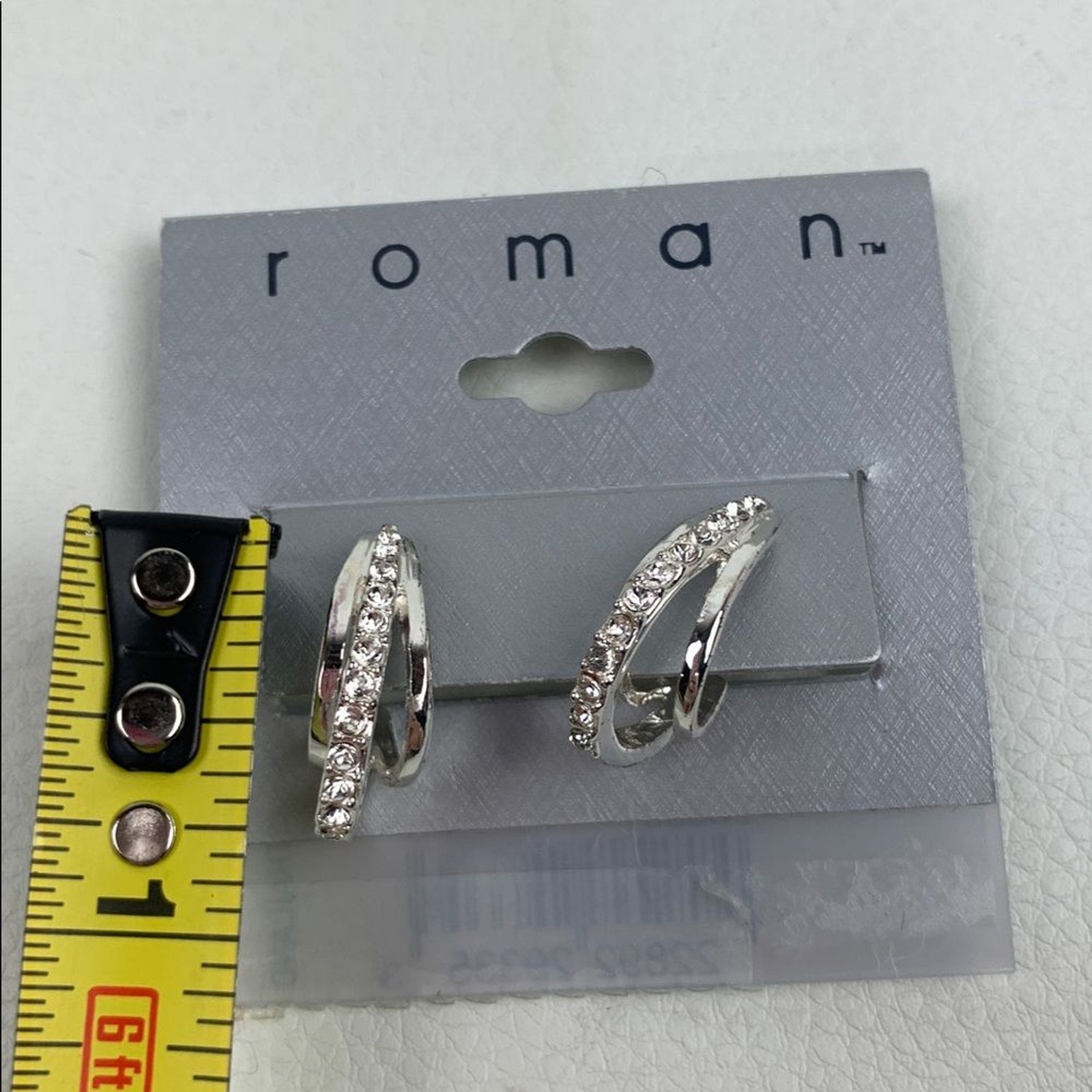 Roman Silver Crystal Hoop loop Earrings NEW NWT