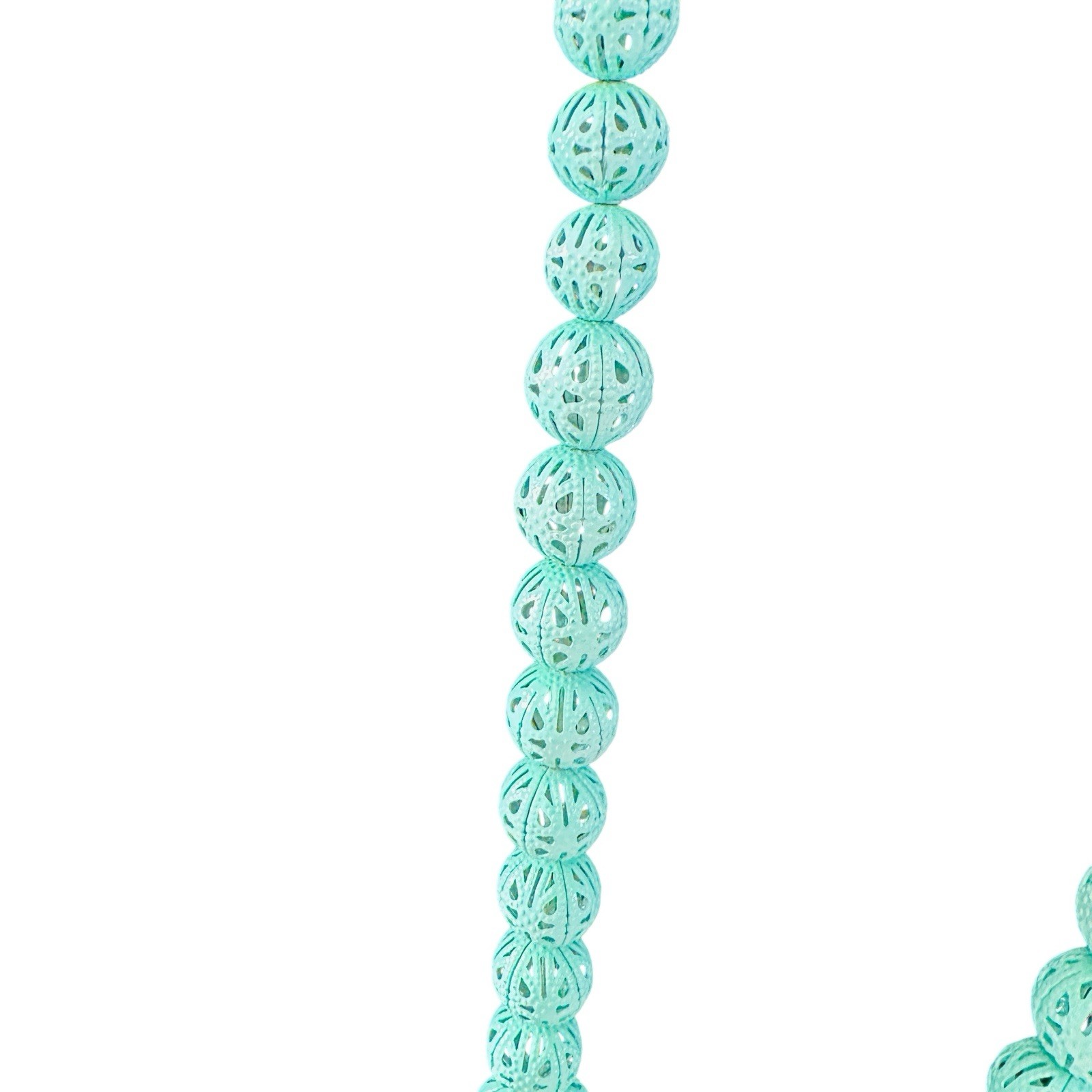 Vintage Bold Metal Balls Spheres Necklace Teal Blue Varied Sizes Estate Fashion