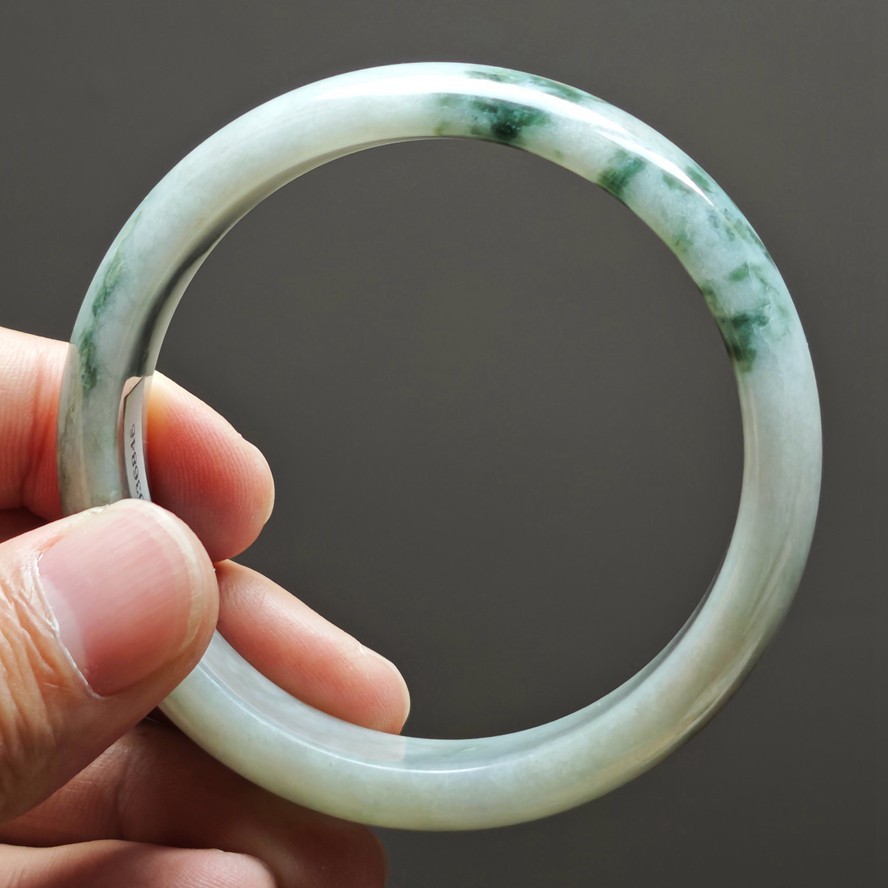 59mm Certification Grade A Green Burma Natural Jadeite Jade Bracelet Bangle 8647