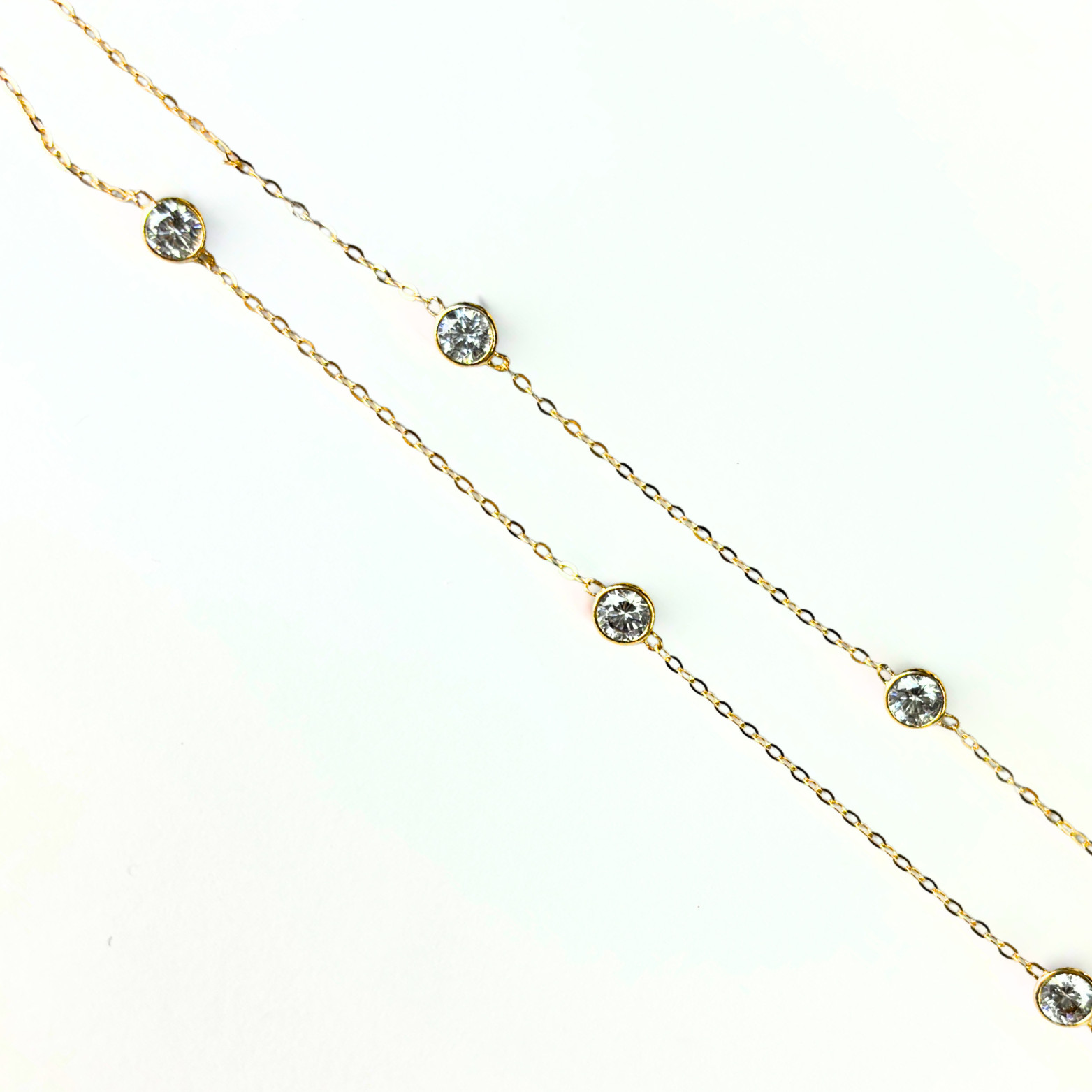 14k Gold Cubic Zirconia CZ by the yard 16” up to 42″ Necklace
