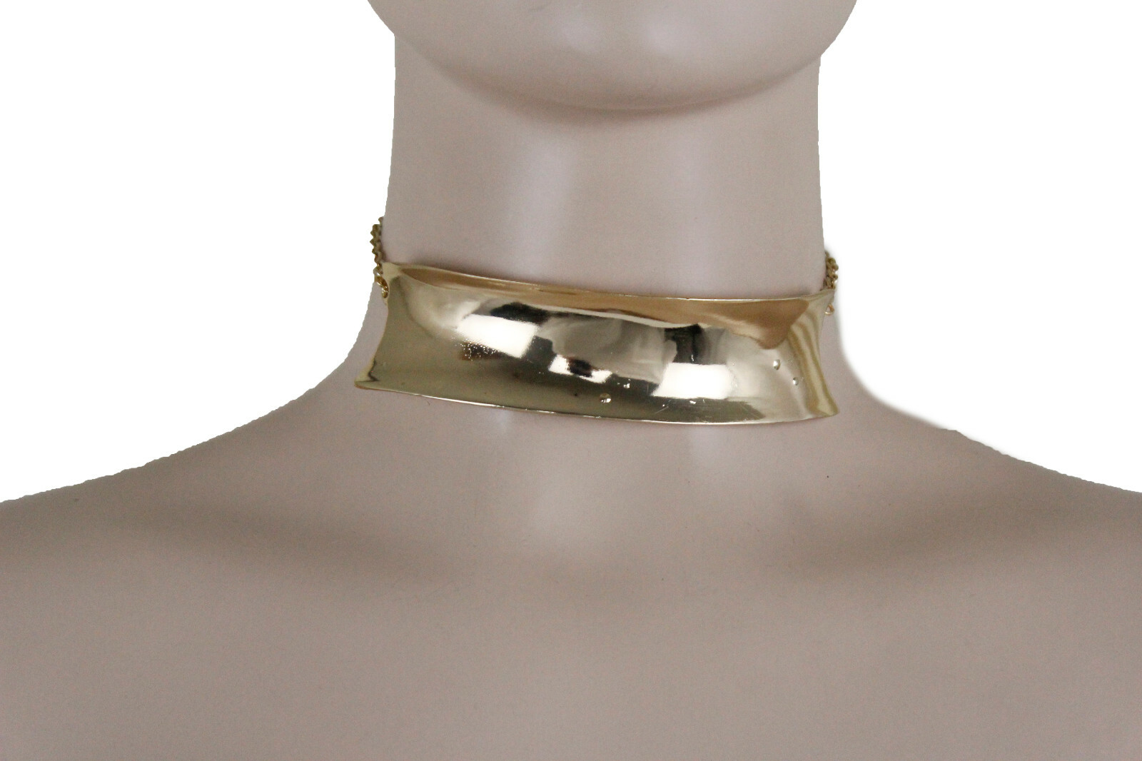 Sexy Women Fashion Jewelry Gold Metal Plate Short Choker Necklace Night Party