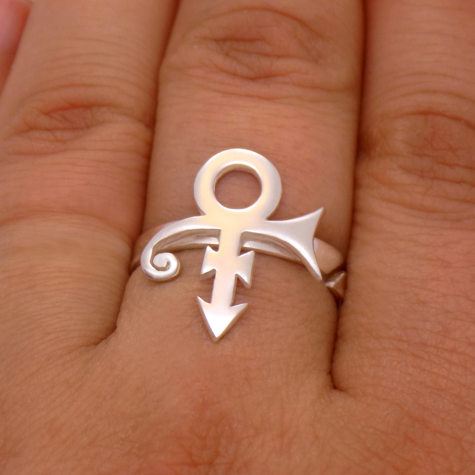Vintage Solid 925 Sterling Silver Prince Symbol Rogers Nelson Adjustable Ring