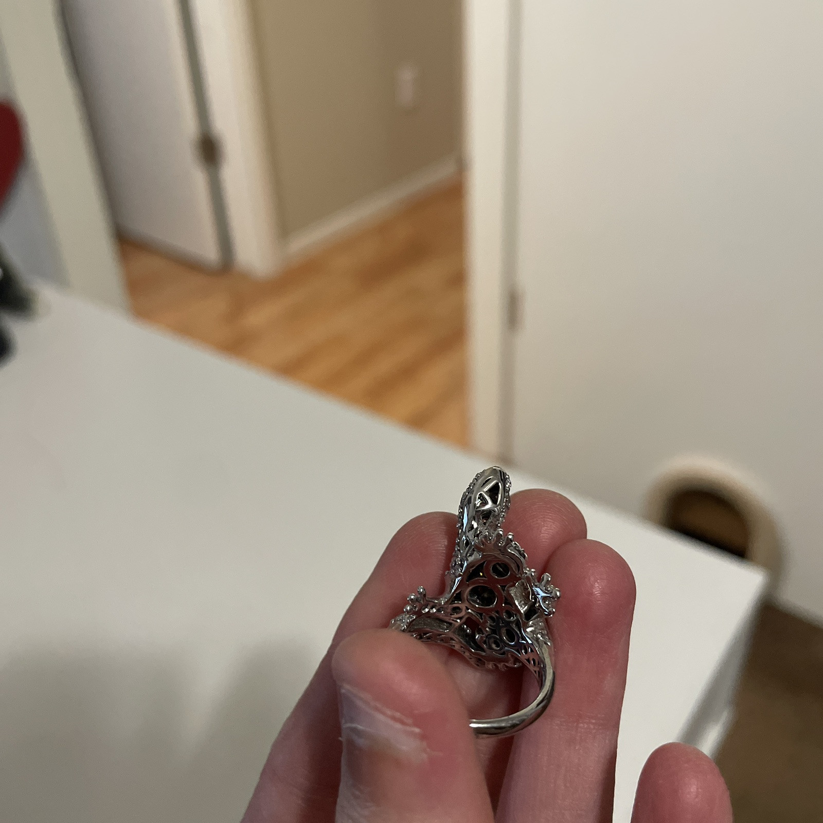 Sonia B Bitton 925 Silver CZ Gecko Lizard Ring Size US 6.5