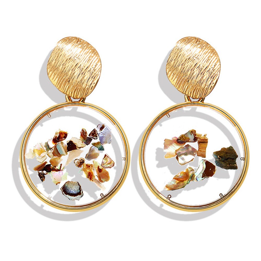Fashion Geometric Irregular Shell Statement Acrylic Dangle Stud Earrings Jewelry