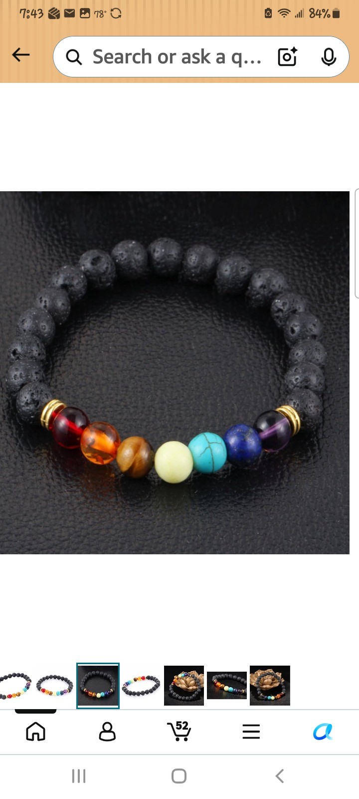 13 Lava Rock 7 Chakra Beaded Oil Diffuser Bracelet Unisex