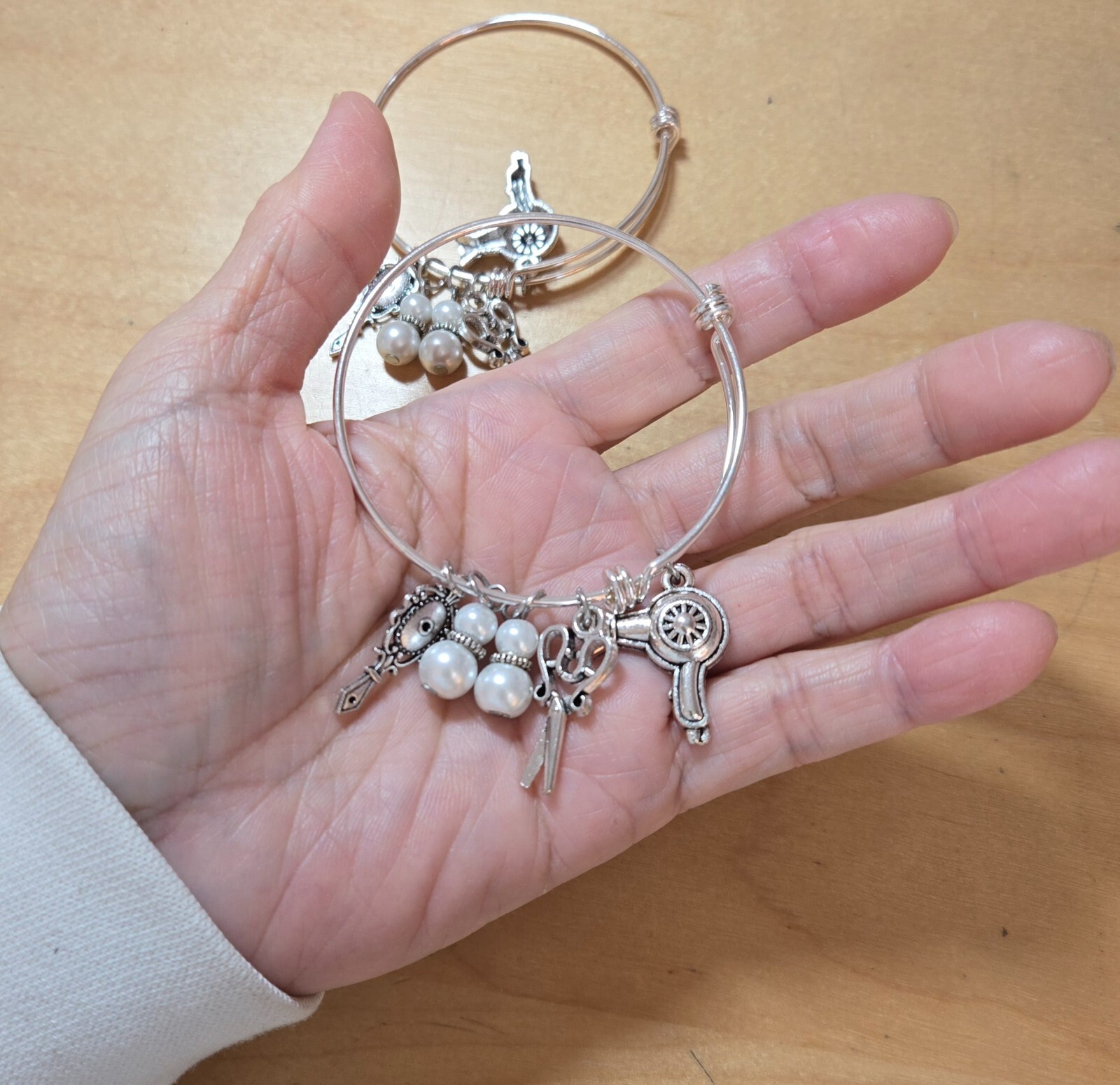 Bangle Bracelet Lot Hairdresser charm Science Alien Rocket Star Handmade 8 pc