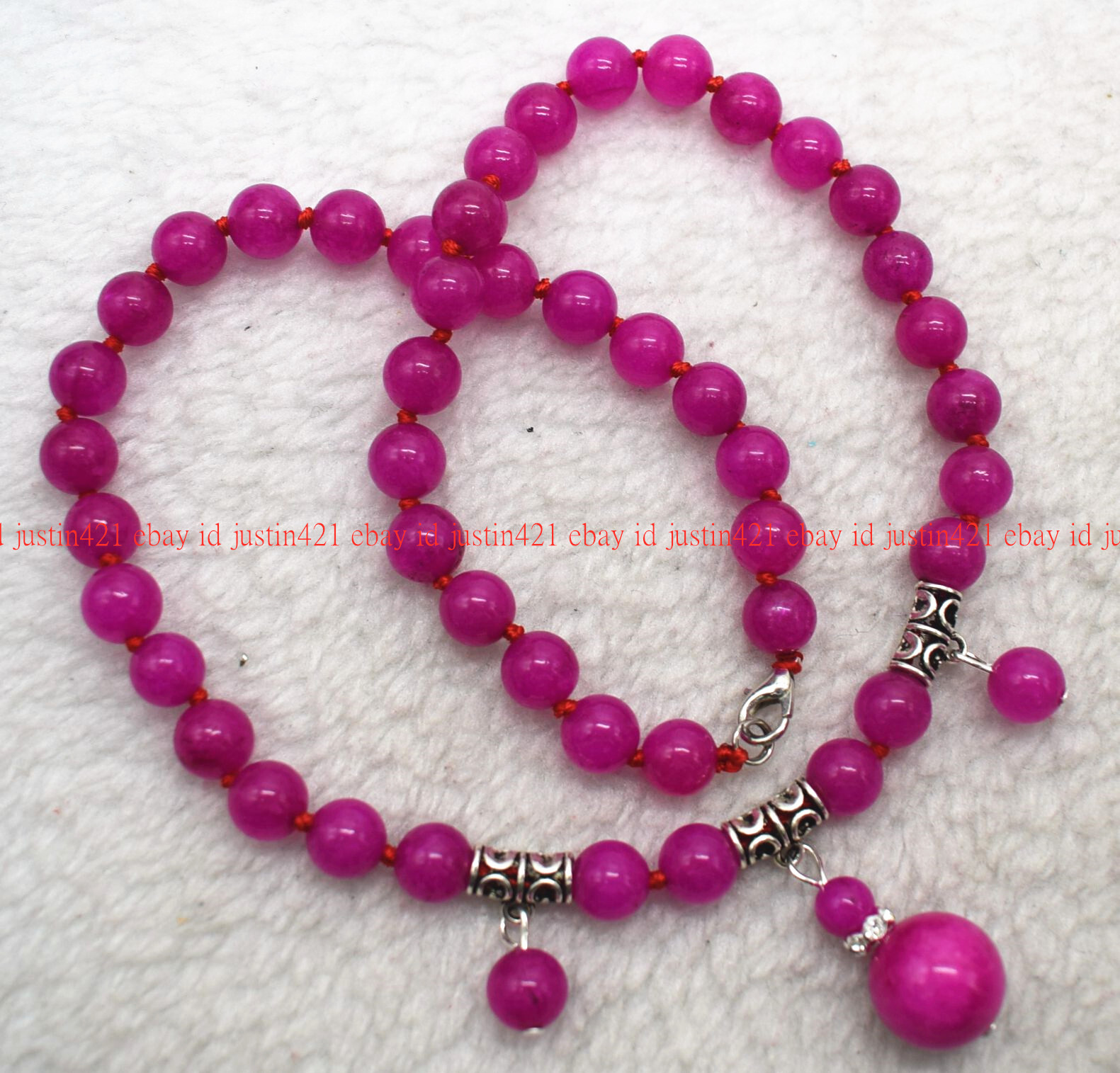 Pretty 8mm Natural Pink Sugilite Round Gemstone Beads Pendant Necklace 16-26″ AA