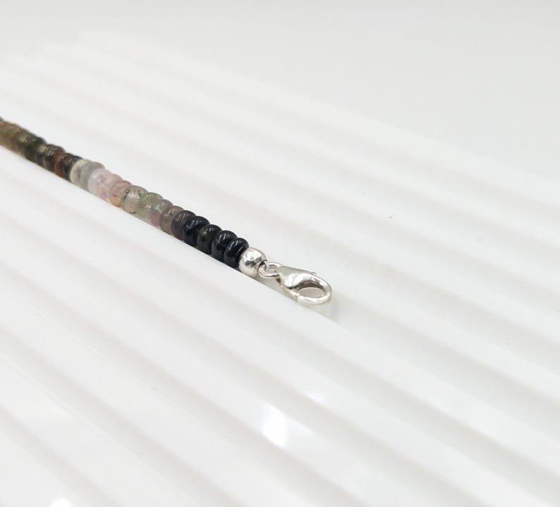 Multi Tourmaline Smooth Rondelle Gemstone Beads Self – Confidence Necklaces 32”