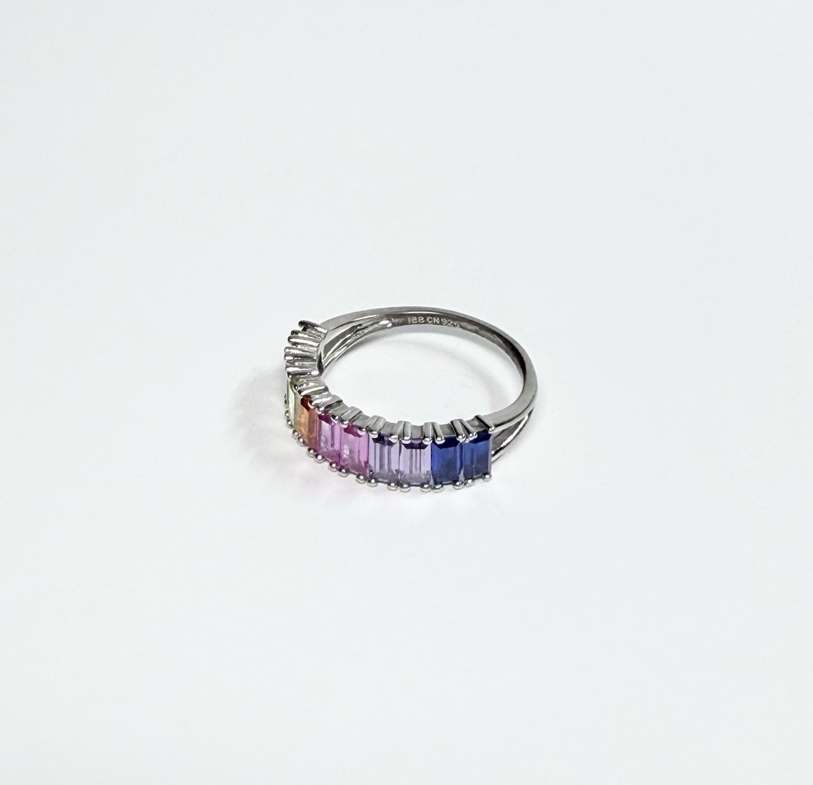 Rainbow Multicolor Sterling Silver 925 Ring US Size 7 Women’s Jewelry