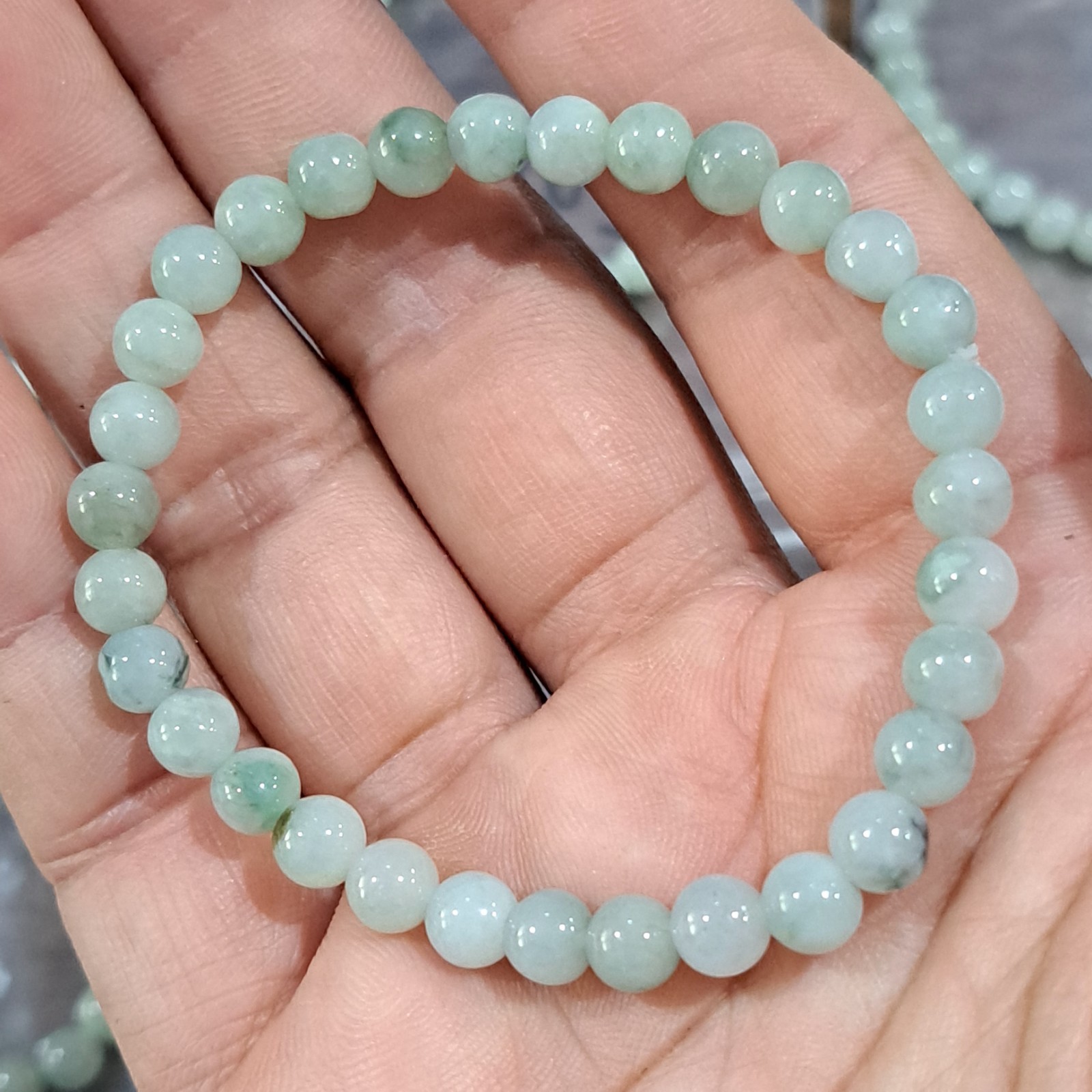 Lot 10 Jadeite Bracelet Burma Certificate Genuine Multicolor Bead 5 mm.16 cm.