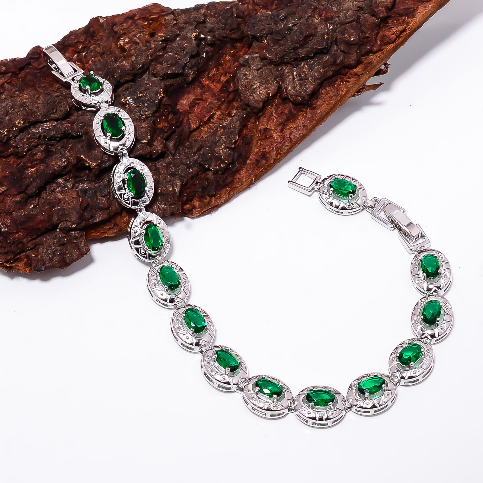 Tsavorite 925 Sterling Silver Tennis Bracelet B129511 Valentine Day Gift