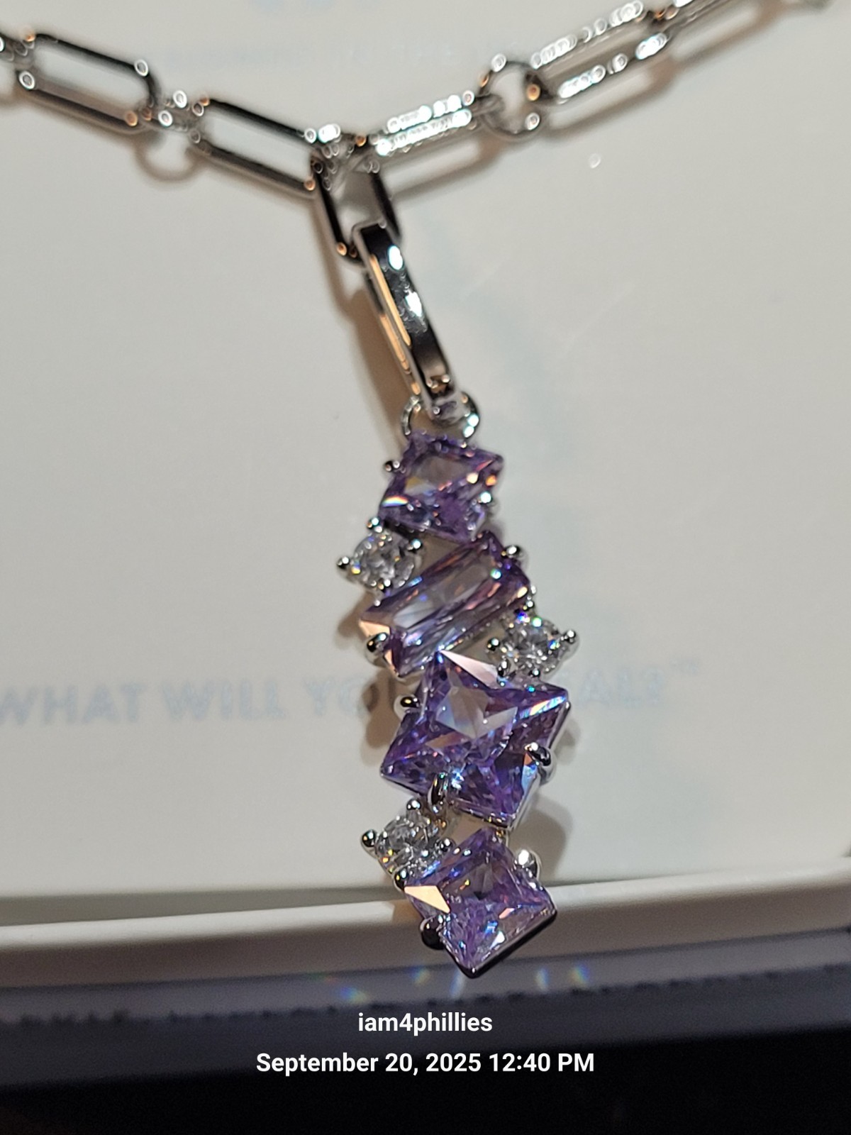 Bomb Party NK84196- Just Say Yes, Lavender Topaz Cubic Zirconia on Rhodium