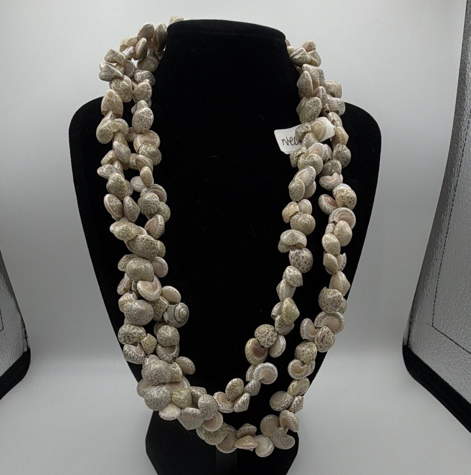 40” Beaded Natural Shell Necklace Beige Beach Sea Life Nature Theme