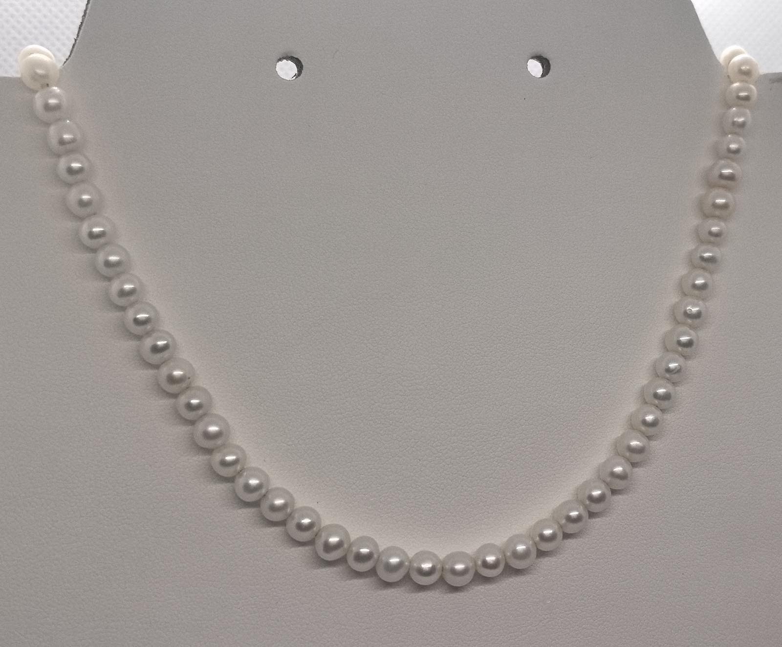 5-6mm Natural Near Round Pearl Necklace Freshwater White Pearl Jewelry Gift